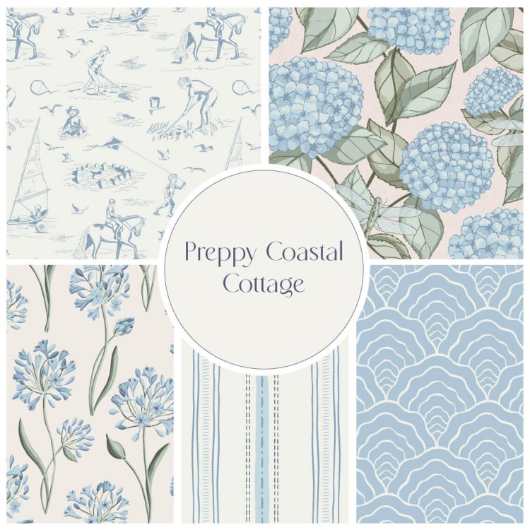 Preppy Coastal Cottage blue sales sheet and collection cover _Collection cover